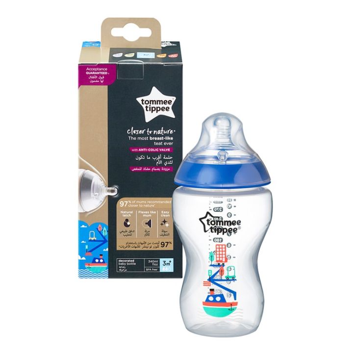 Tommee Tippee Closer To Nature μπιμπερό 340ml - μέτρια ροή μπλε στο Placebopharmacy