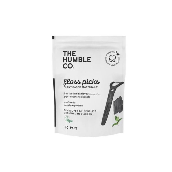 The Humble Co. - Floss Picks with Charcoal & Taste Of Mint 50pcs στο Placebopharmacy
