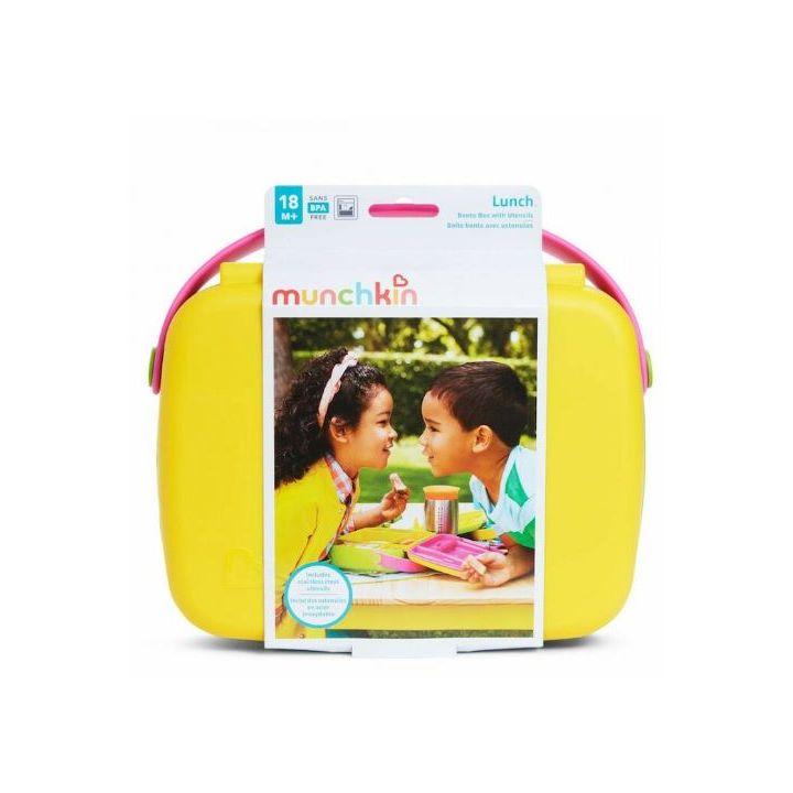Munchkin Πλαστικό Παιδικό Σετ Φαγητού Yellow / Pink στο Placebopharmacy