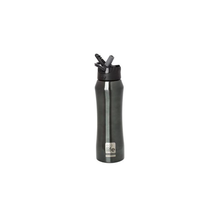 Ecolife Black Thermos 550ml | Eσωτερικό καλαμάκι στο Placebopharmacy