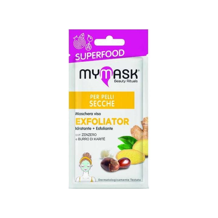 Mymask Superfood Exfoliator - Ενυδατικό πήλινγκ προσώπου με Τζίντζερ, βούτηρο καριτέ, κόκκους βερύκοκκου στο Placebopharmacy